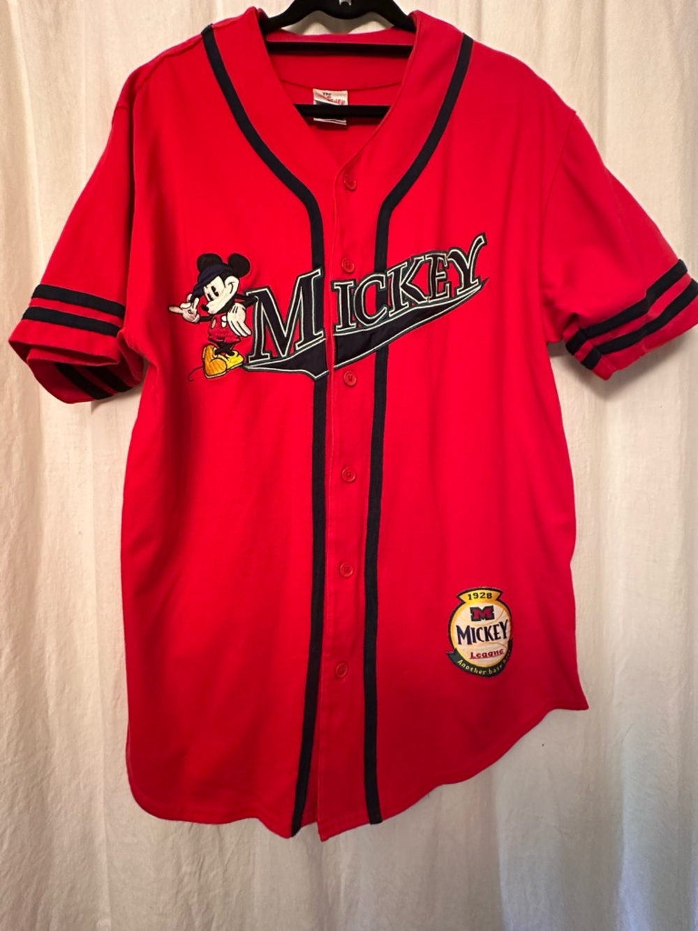 Disney Mickey Mouse Red Baseball Jersey Size Large